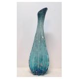Mid Century Modern Blue Blown Glass Vase
