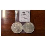 (1) 1922 and (1) 1922 - S Peace dollars