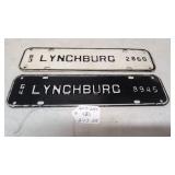 (2) Vintage Lynchburg Tag Toppers