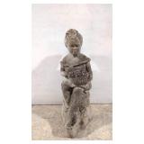 Vintage Concrete Garden Girl with flowers