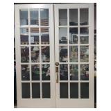 Pr. solid wood painted white French Doors