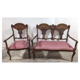 Antique Settee and Chair - Mother of pearl inlay