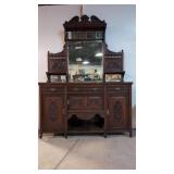 Antique carved mahogany English sideboard