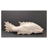 Carved wood fish sculpture