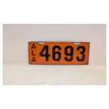 Porcelain Alabama License Plate # 4693