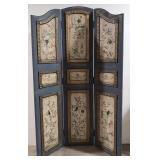 Hand painted 3 panel folding screen