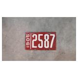 Porcelain 1906 Red License Plate #2587