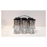 Vintage set of 6 Ombre Silver Fade Highball glasss