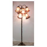 Tiffany style brass Lily Pond 10 Tulip light Lamp