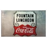 Porcelain coca Cola Fountain Luncheon sign