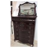 Antique Mahogany hat box dresser with mirror