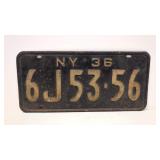 1936 New York License Plate