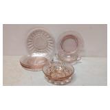 8 pcs. vintage pink depression glass