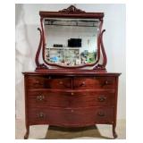 Antique Mahogany Serpentine Claw Foot dresser