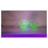 2 Vintage Vaseline / uranium glass sherberts
