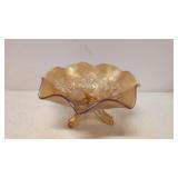 Vintage Northwood Marigold 3 footed carnival bowl