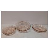 3 Vintage Pink Sharron (AKA Cabbage Rose) bowls