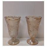2 Jeanette Iris & Herringbone Vases