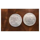 (2) 1922 Peace Dollars