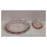 Vintage Pink Cherry Blossom platter & small bowl