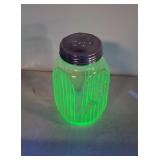 Vintage Uranium glass spice jar / shaker