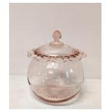 Vintage Open Lace Pink Depression Cookie Jar