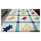 Vintage Child's Turtle applique tack quilt