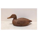 Hand carved wooden duck - glass eyes