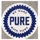 48' Porcelain Pure Gas & Oil double sided sign