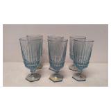 6 Vintage Heritage Blue Goblets by Fostoria