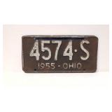 1955 Ohio Licenst Plate # 457 - S
