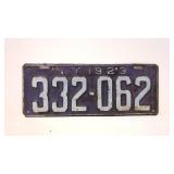 1923 New York License Plate