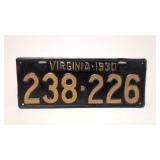 1930 Virginia License Plate
