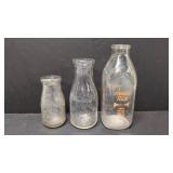 3 Vintage Milk Bottles