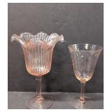 Pink Vintage Stem & tall pink candle holder