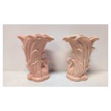 2 Vintage McCoy Pink Swan Vases