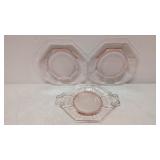 3 pcs. Flamingo Octagon Heisey glass