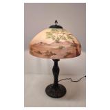 Reverse painted shade table lamp