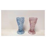 2 Vintage L E Smith Carnival Glass Vases