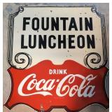 40' Porcelain Coca Cola Fountain Luncheon sign