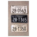 1960 - '61 - '62 Tennessee license plates