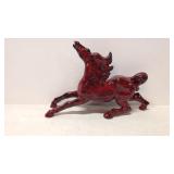 Burgundy Red Ceramic Horse Figurine