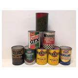 8 Vintage Paper Oil Cans