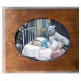Vintage Oak oval frame and print