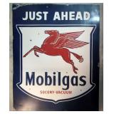 52' Porcelain Mobil Gas Just Ahead Sign