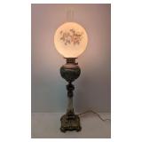 Antique Banquet Lamp with Onyx and Ball Shade