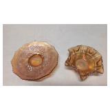 2 small Vintage Marigold Carnival glass dishes