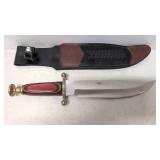 Texas Bowie Knife wood handle & leather sheath