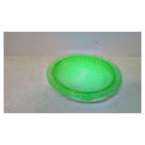 Uranium Glass Green Depression footed cake plate