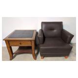 Leather Top Table and Club Chair
